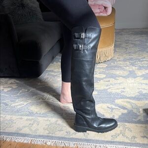 zara over the knee leather boots